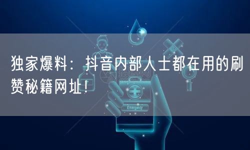 独家爆料：抖音内部人士都在用的刷赞秘籍网址！