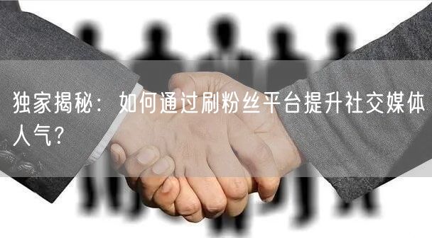 独家揭秘：如何通过刷粉丝平台提升社交媒体人气？