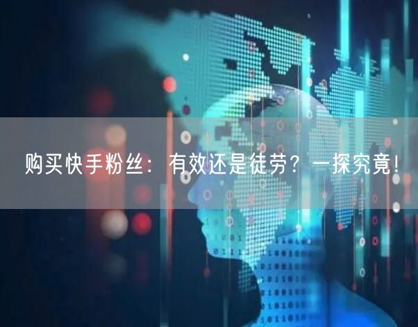 购买快手粉丝：有效还是徒劳？一探究竟！