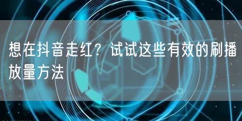 想在抖音走红？试试这些有效的刷播放量方法