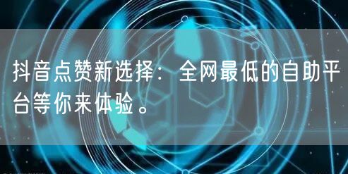 抖音点赞新选择：全网最低的自助平台等你来体验。