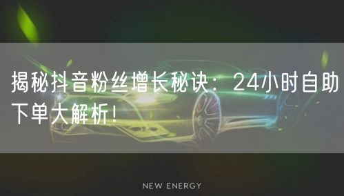 揭秘抖音粉丝增长秘诀：24小时自助下单大解析！