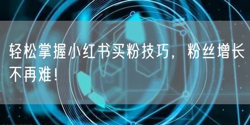 轻松掌握小红书买粉技巧，粉丝增长不再难！