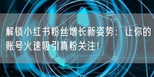 解锁小红书粉丝增长新姿势：让你的账号火速吸引真粉关注！