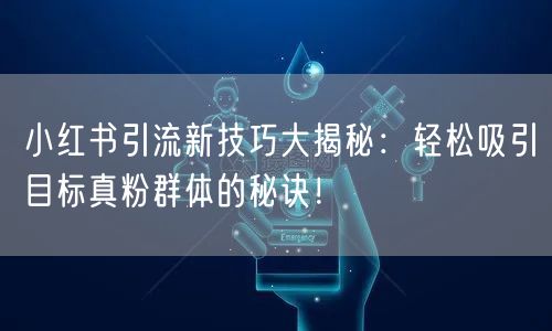 小红书引流新技巧大揭秘：轻松吸引目标真粉群体的秘诀！