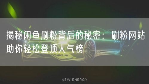 揭秘闲鱼刷粉背后的秘密：刷粉网站助你轻松登顶人气榜