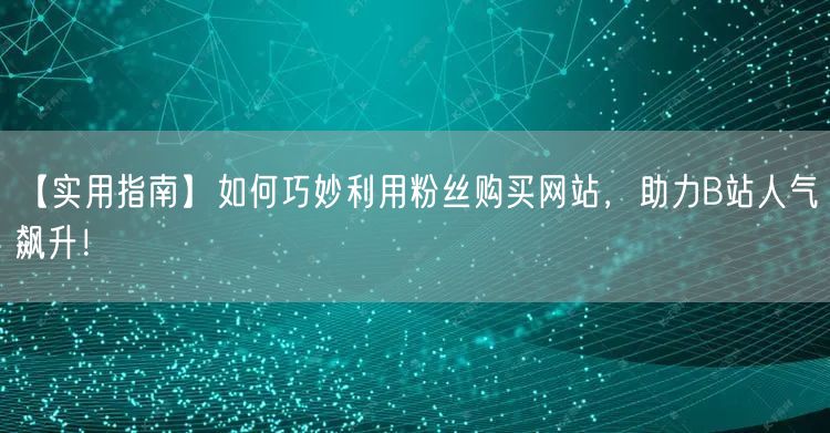 【实用指南】如何巧妙利用粉丝购买网站，助力B站人气飙升！