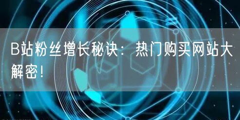 B站粉丝增长秘诀：热门购买网站大解密！