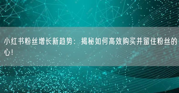 小红书粉丝增长新趋势：揭秘如何高效购买并留住粉丝的心！