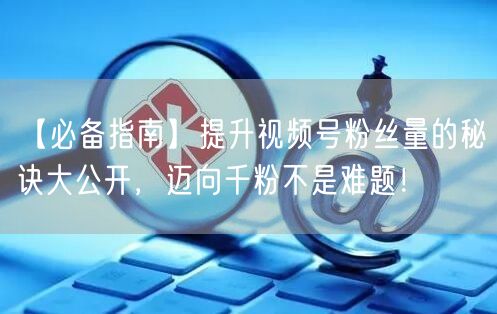 【必备指南】提升视频号粉丝量的秘诀大公开，迈向千粉不是难题！