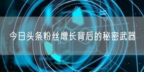 今日头条粉丝增长背后的秘密武器