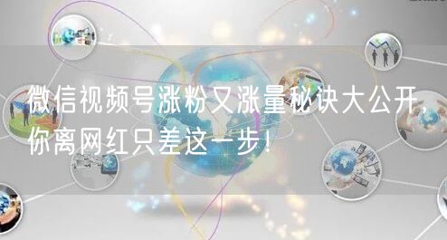 微信视频号涨粉又涨量秘诀大公开，你离网红只差这一步！