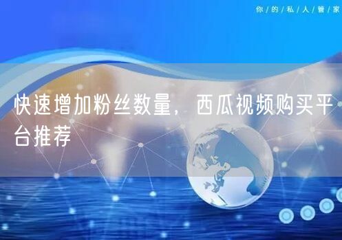 快速增加粉丝数量，西瓜视频购买平台推荐