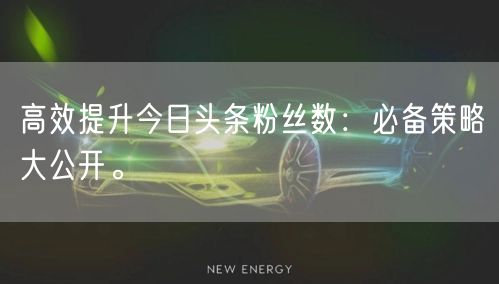 高效提升今日头条粉丝数：必备策略大公开。