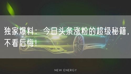 独家爆料：今日头条涨粉的超级秘籍，不看后悔！
