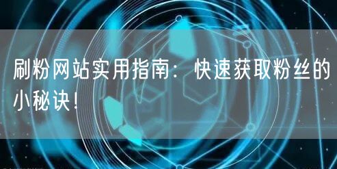 刷粉网站实用指南：快速获取粉丝的小秘诀！