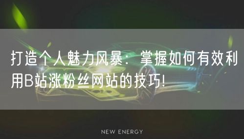 打造个人魅力风暴:掌握如何有效利用B站涨粉丝网站的技巧!