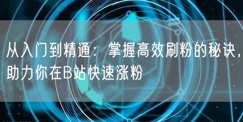 从入门到精通：掌握高效刷粉的秘诀，助力你在B站快速涨粉