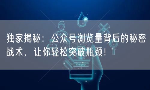 独家揭秘：公众号浏览量背后的秘密战术，让你轻松突破瓶颈！