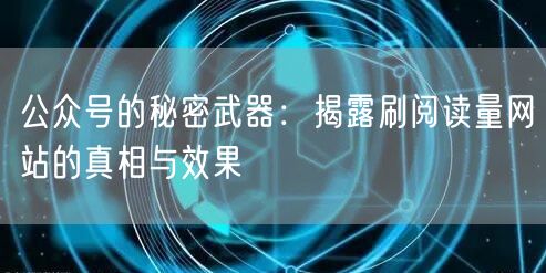 公众号的秘密武器：揭露刷阅读量网站的真相与效果