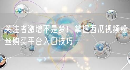 关注者激增不是梦！掌握西瓜视频粉丝购买平台入口技巧