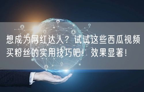 想成为网红达人?试试这些西瓜视频买粉丝的实用技巧吧!效果显著!