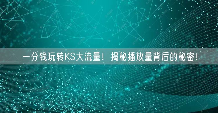一分钱玩转KS大流量！揭秘播放量背后的秘密！