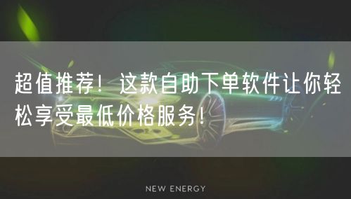 超值推荐！这款自助下单软件让你轻松享受最低价格服务！