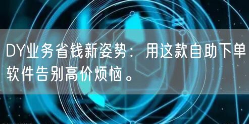 DY业务省钱新姿势：用这款自助下单软件告别高价烦恼。
