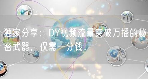 独家分享：DY视频流量突破万播的秘密武器，仅需一分钱！