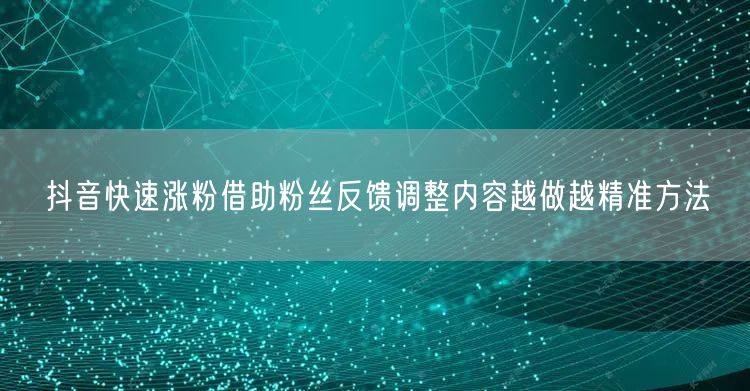 抖音快速涨粉借助粉丝反馈调整内容越做越精准方法